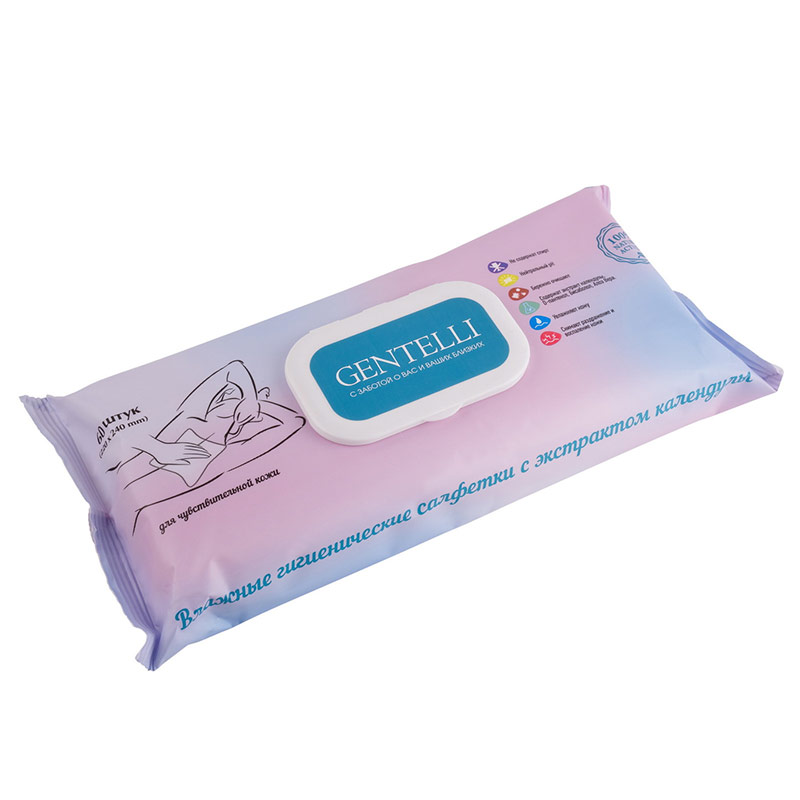 Салфетки Gentelli влажные гигиенические с экстрактом календулы 60шт